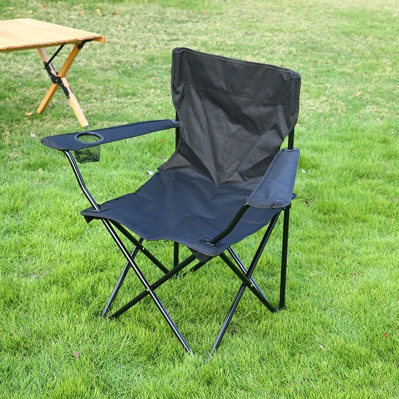 Chinese folding camping chair, cushioned outdoor chair, with cup holder storage, thickened 600D Oxford